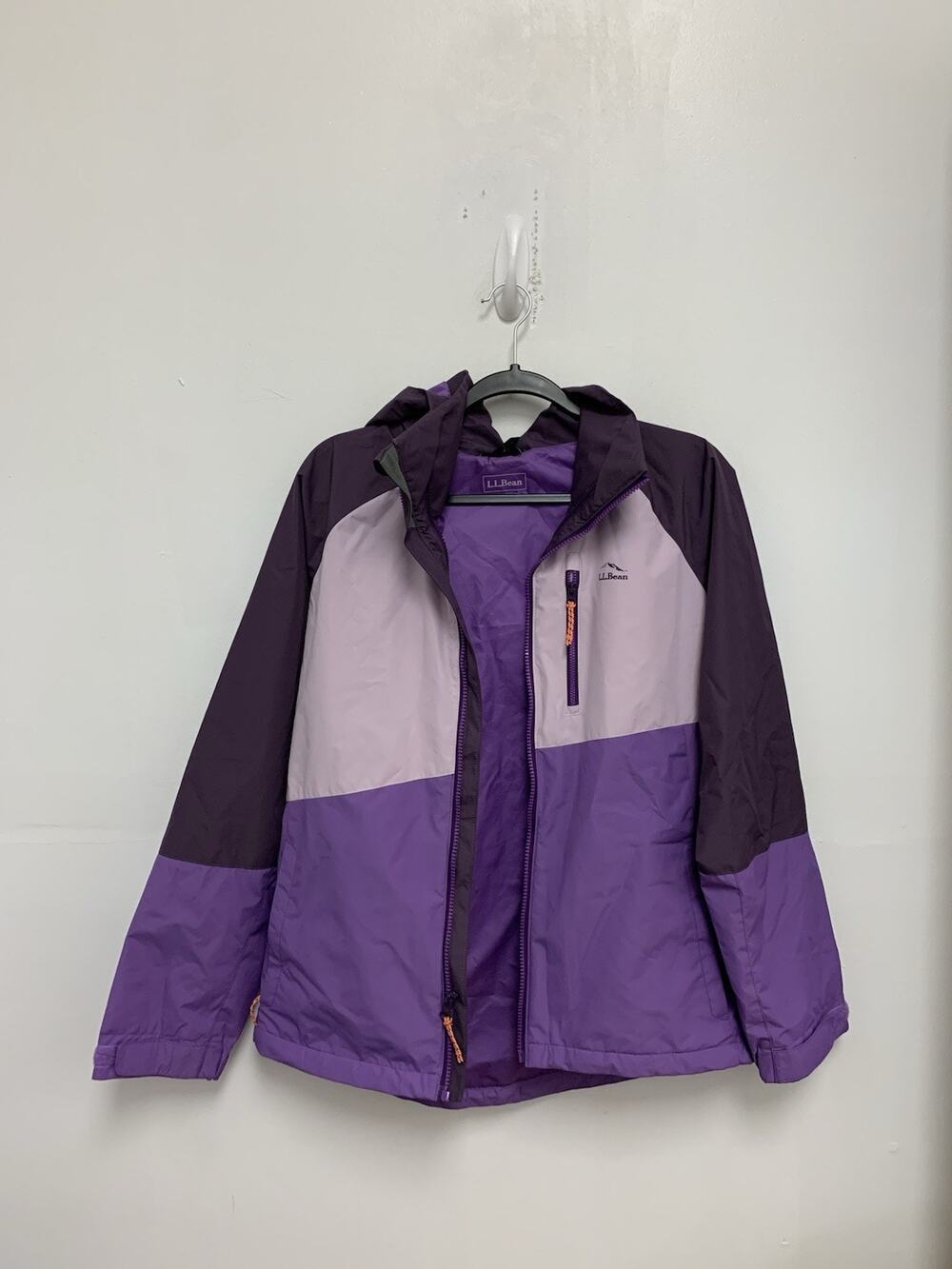 L.L Bean Purple Girls Rain Jacket Hooded Size 18
